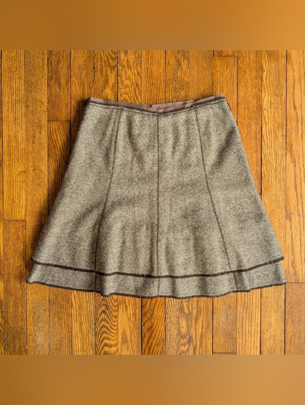 Olive Des Olives Brown Tweed Twee Mini Skirt